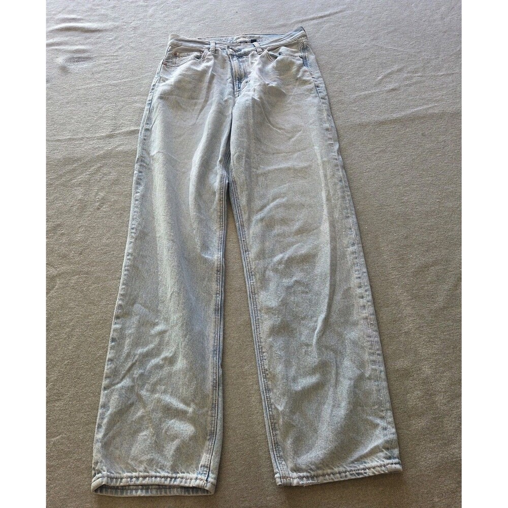 American Eagle Baggy Straight Jeans Womens 6 Light Wash Highest Rise Strigid